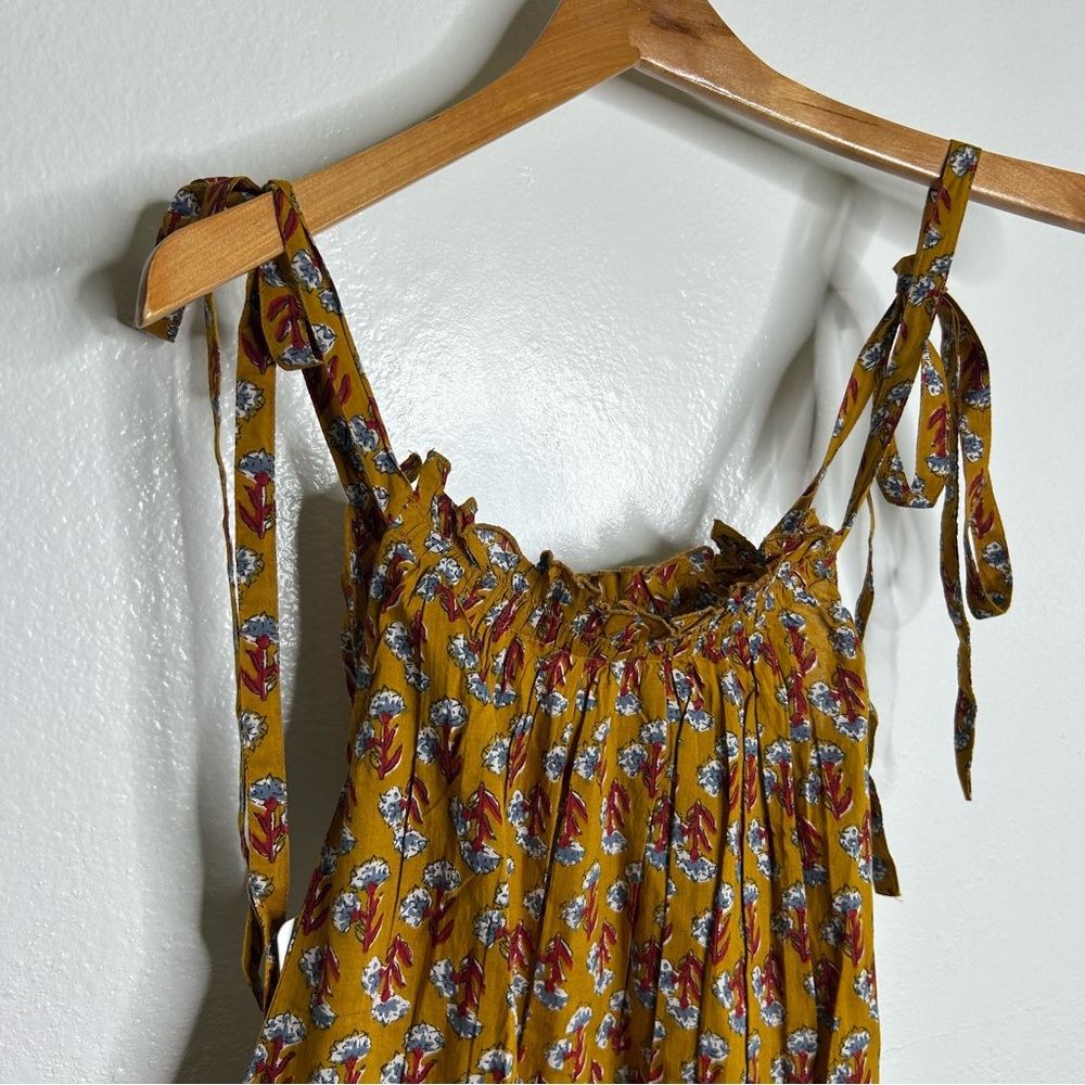 NWT Ex - Voto 100% Cotton Block Print Bohemian Iris Sundress Maxi Flowy - Picture 11 of 15